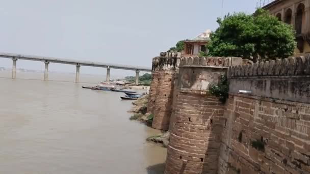 Οχύρωση Οχυρού Ramnagar Στη Ramnagar Ganga Ποταμός Varanasi Uttar Pradesh — Αρχείο Βίντεο