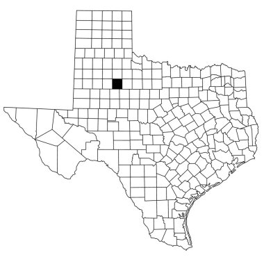 Teksas 'taki Kent County haritası beyaz arka planda. Teksas haritasında siyah renkle işaretlenmiş tek bir bölge haritası. Birleşik Devletler, ABD