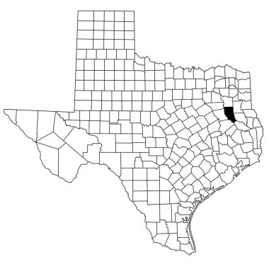Teksas eyaletindeki Cherokee İlçesi haritası beyaz arka planda. Teksas haritasında siyah renkle işaretlenmiş tek bir bölge haritası. Birleşik Devletler, ABD