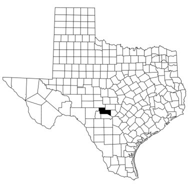 Teksas eyaletindeki Kerr ilçesinin haritası beyaz arka planda. Teksas haritasında siyah renkle işaretlenmiş tek bir bölge haritası. Birleşik Devletler, ABD