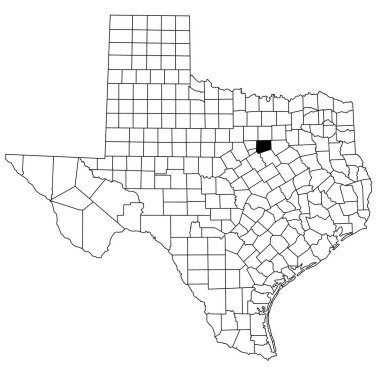 Teksas eyaletindeki Johnson ilçesinin beyaz arka plan haritası. Teksas haritasında siyah renkle işaretlenmiş tek bir bölge haritası. Birleşik Devletler, ABD
