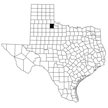 Teksas 'ın Cottle County haritası beyaz arka planda. Teksas haritasında siyah renkle işaretlenmiş tek bir bölge haritası. Birleşik Devletler, ABD