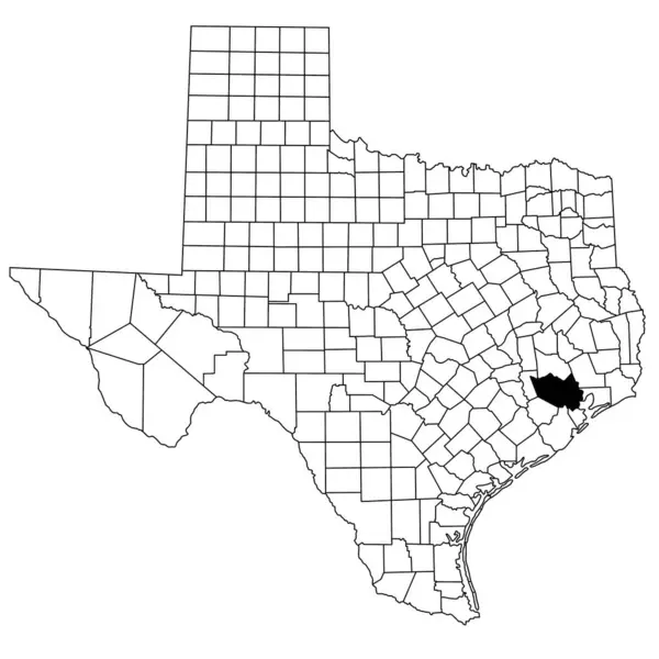 stock image Map of Harris County in Texas state on white background. single County map highlighted by black colour on Texas map. UNITED STATES, US