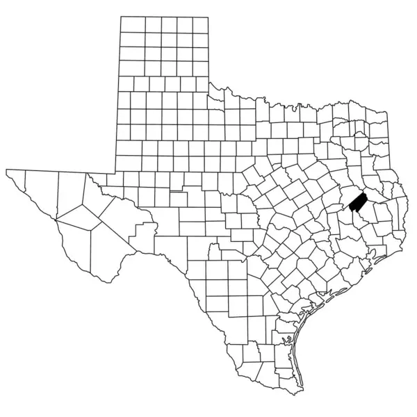 stock image Map of Trinity County in Texas state on white background. single County map highlighted by black colour on Texas map. UNITED STATES, US