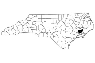 Map of pamlico County in North Carolina state on white background. single County map highlighted by black color on North Carolina map. UNITED STATES, US clipart