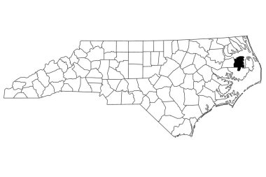 Map of Tyrrell County in North Carolina state on white background. single County map highlighted by black color on North Carolina map. UNITED STATES, US clipart