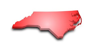 Kuzey Carolina 'nın renkli 3D haritası. Amerika Birleşik Devletleri, ABD, Birleşik Devletler