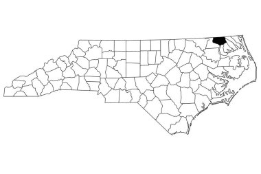 Kuzey Carolina 'daki Gates County' nin beyaz arka plan haritası. Kuzey Carolina haritasında siyah renkle işaretlenmiş tek bir bölge haritası. Birleşik Devletler, ABD