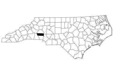 Kuzey Carolina eyaletindeki Lincoln County haritası beyaz arka planda. Kuzey Carolina haritasında siyah renkle işaretlenmiş tek bir bölge haritası. Birleşik Devletler, ABD