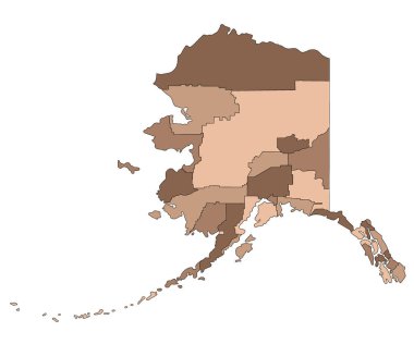 Alaska yönetim haritası veya Alaska Renkli Haritası