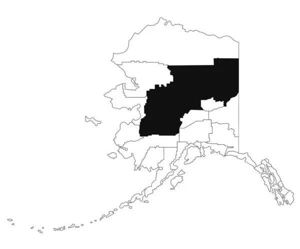 stock image Map of Yukon koyukuk borough in Alaska state on white background. single borough map highlighted by black colour on Alaska map. UNITED STATES, US