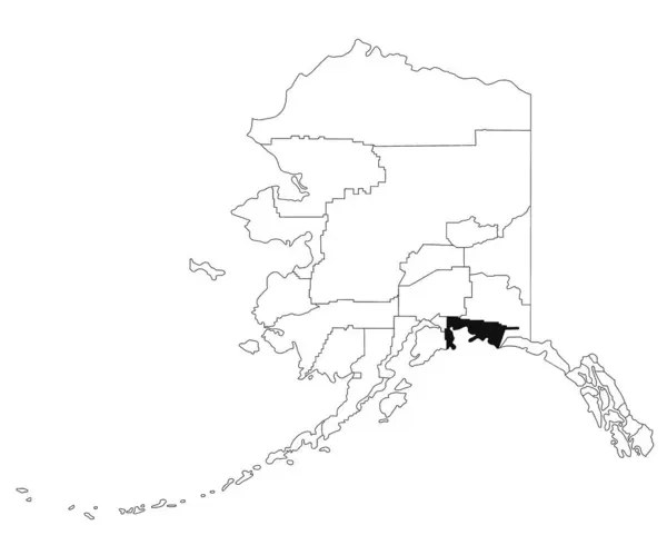 stock image Map of chugach borough in Alaska state on white background. single borough map highlighted by black colour on Alaska map. UNITED STATES, US