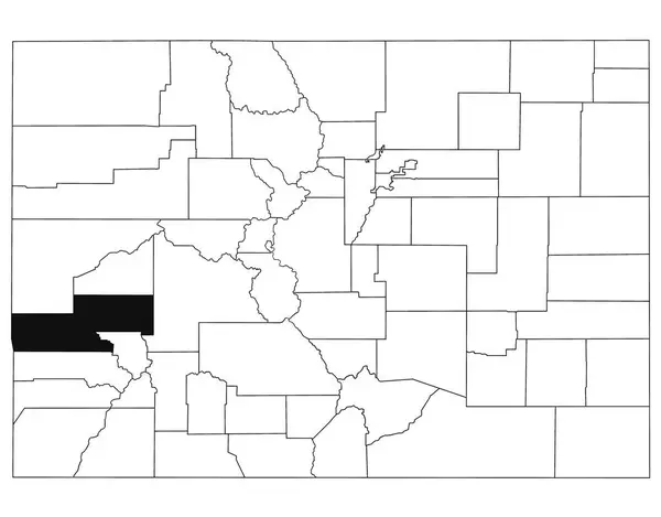 stock image Map of Montrose County in Colorado state on white background. single County map highlighted by black colour on Colorado map. UNITED STATES, US