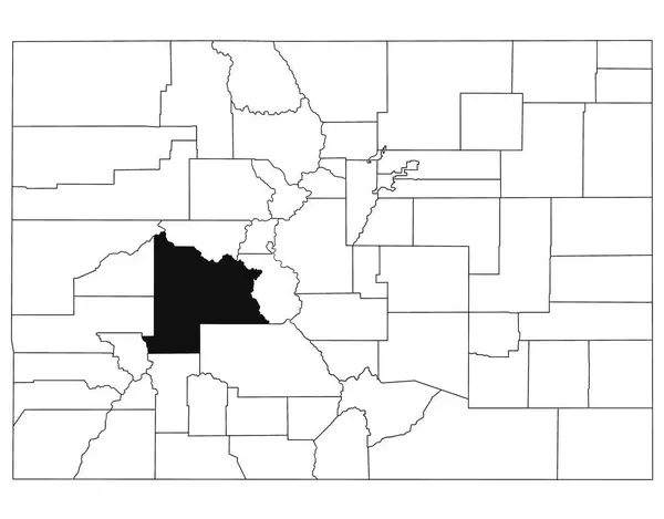 stock image Map of gunnison County in Colorado state on white background. single County map highlighted by black colour on Colorado map. UNITED STATES, US