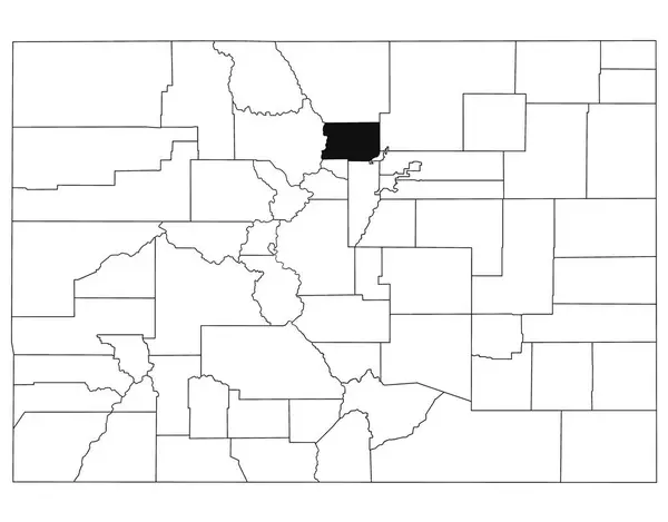 stock image Map of boulder County in Colorado state on white background. single County map highlighted by black colour on Colorado map. UNITED STATES, US