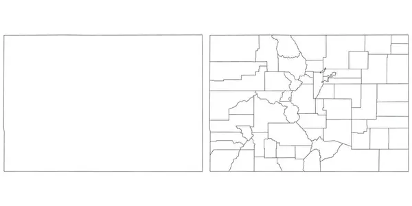 stock image Colorado administrative map, Colorado outline and solid map set - illustration version