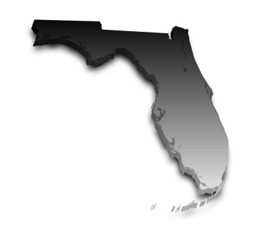 Florida 'nın renkli 3d haritası. Amerika Birleşik Devletleri, ABD, Birleşik Devletler.
