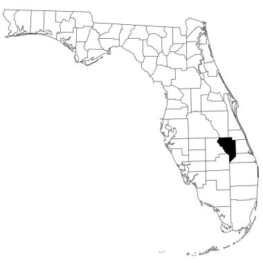 Map of Okeechobee County in Florida state on white background. single County map highlighted by black colour on Florida map. UNITED STATES, US clipart