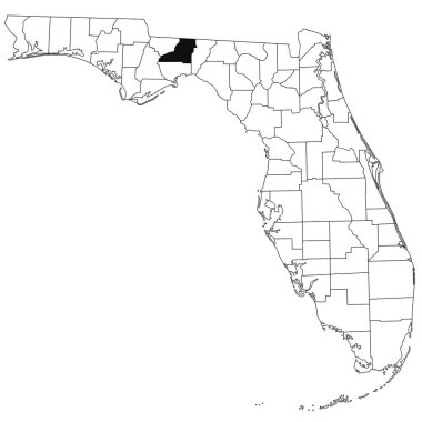 Florida eyaletindeki Leon County haritası beyaz arka planda. Florida haritasında siyah renkle işaretlenmiş tek bir bölge haritası. Birleşik Devletler, ABD