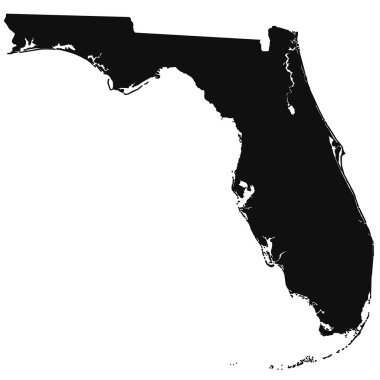 Beyaz arka planda Florida haritasını çiz. Florida Eyaleti idari haritası, Amerika Birleşik Devletleri, ABD, ABD.