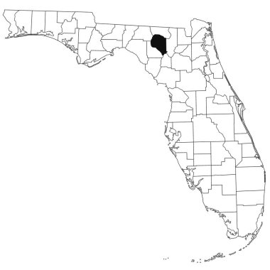 Map of Suwanee County in Florida state on white background. single County map highlighted by black colour on Florida map. UNITED STATES, US clipart