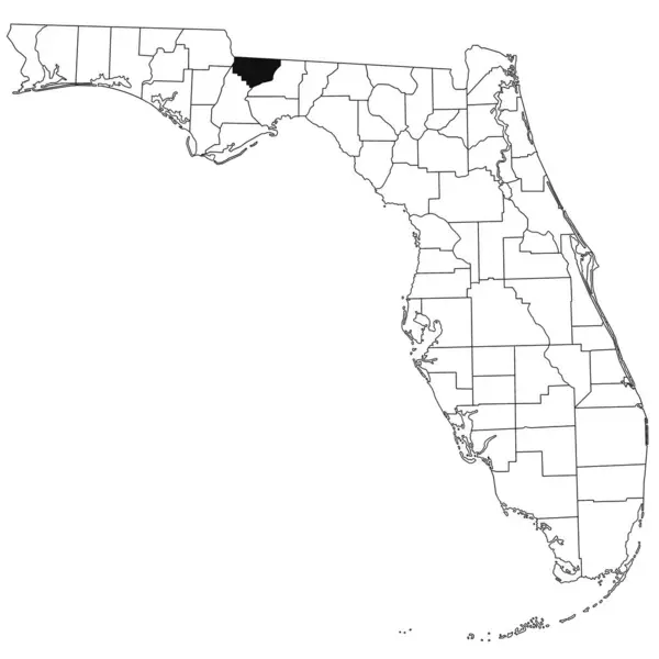 stock image Map of gadsden County in Florida state on white background. single County map highlighted by black colour on Florida map. UNITED STATES, US