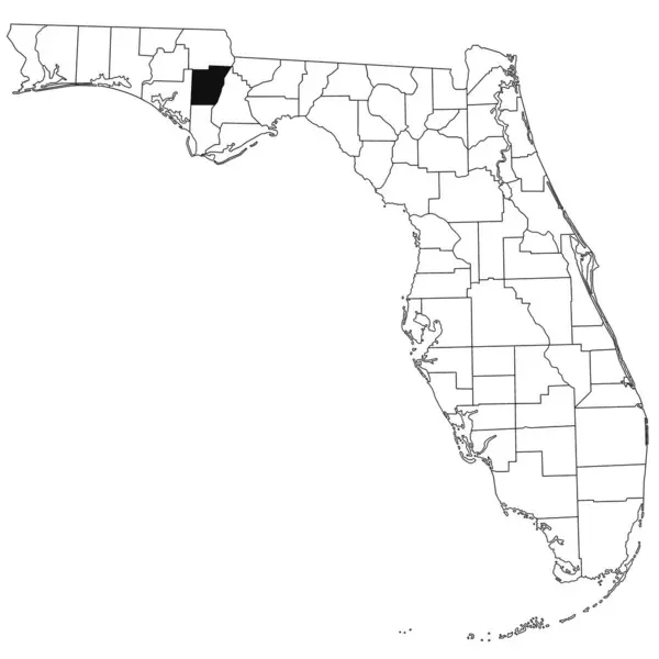 stock image Map of Calhoun County in Florida state on white background. single County map highlighted by black colour on Florida map. UNITED STATES, US