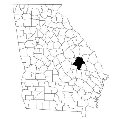Georgia eyaletindeki Emanuel ilçesinin beyaz arka plan haritası. Georgia haritasında siyah renkle işaretlenmiş tek bir bölge haritası. Birleşik Devletler, ABD