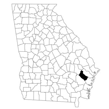 Georgia eyaletindeki Long County haritası beyaz arka planda. Georgia haritasında siyah renkle işaretlenmiş tek bir bölge haritası. Birleşik Devletler, ABD