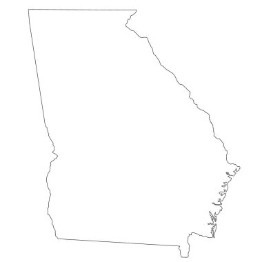 Yüksek detaylı illüstrasyon haritası - Georgia Eyalet Haritasının ana hatları