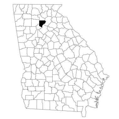 Georgia 'daki Forsyth County haritası beyaz arka planda. Georgia haritasında siyah renkle işaretlenmiş tek bir bölge haritası. Birleşik Devletler, ABD