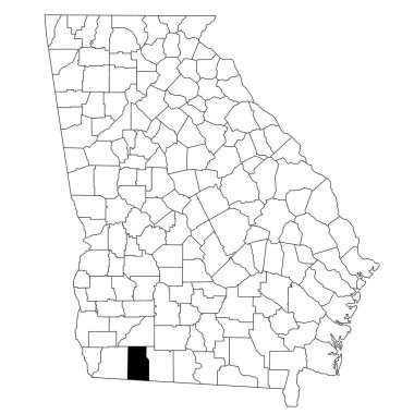 Map of Grady County in Georgia state on white background. single County map highlighted by black colour on Georgia map. UNITED STATES, US