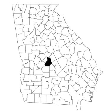 Georgia eyaletindeki Houston ilçesinin beyaz arka plan haritası. Georgia haritasında siyah renkle işaretlenmiş tek bir bölge haritası. Birleşik Devletler, ABD