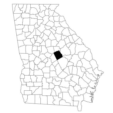 Georgia eyaletindeki Wilkinson ilçesinin beyaz arka plan haritası. Georgia haritasında siyah renkle işaretlenmiş tek bir bölge haritası. Birleşik Devletler, ABD