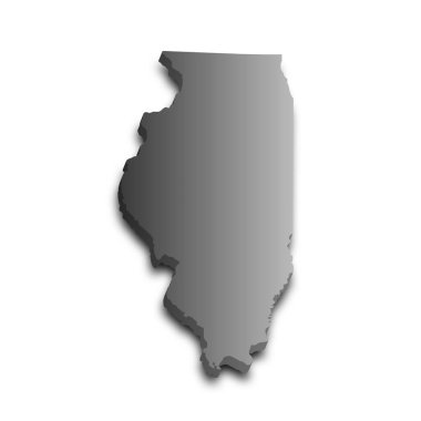 Illinois eyaletinin renkli 3d haritası. Amerika Birleşik Devletleri, ABD, Birleşik Devletler.