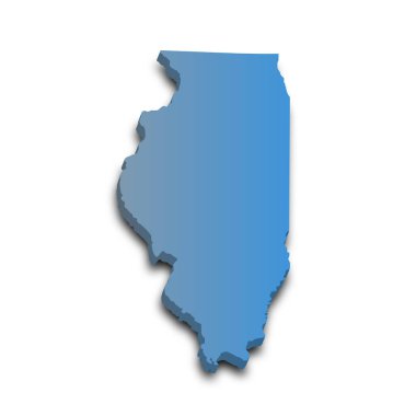 Illinois eyaletinin renkli 3d haritası. Amerika Birleşik Devletleri, ABD, Birleşik Devletler.
