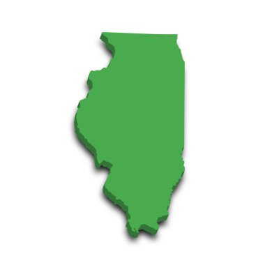 Illinois eyaletinin renkli 3d haritası. Amerika Birleşik Devletleri, ABD, Birleşik Devletler.
