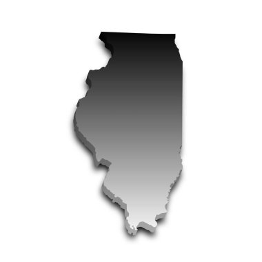 Illinois eyaletinin renkli 3d haritası. Amerika Birleşik Devletleri, ABD, Birleşik Devletler.