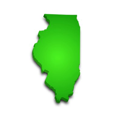 Illinois eyaletinin renkli 3d haritası. Amerika Birleşik Devletleri, ABD, Birleşik Devletler.