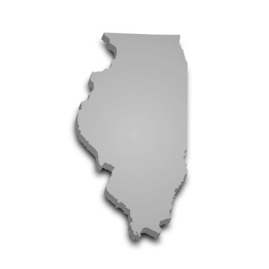 Illinois eyaletinin renkli 3d haritası. Amerika Birleşik Devletleri, ABD, Birleşik Devletler.