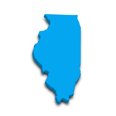 Illinois eyaletinin renkli 3d haritası. Amerika Birleşik Devletleri, ABD, Birleşik Devletler.