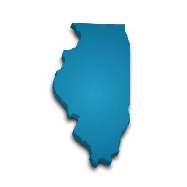 Illinois eyaletinin renkli 3d haritası. Amerika Birleşik Devletleri, ABD, Birleşik Devletler.