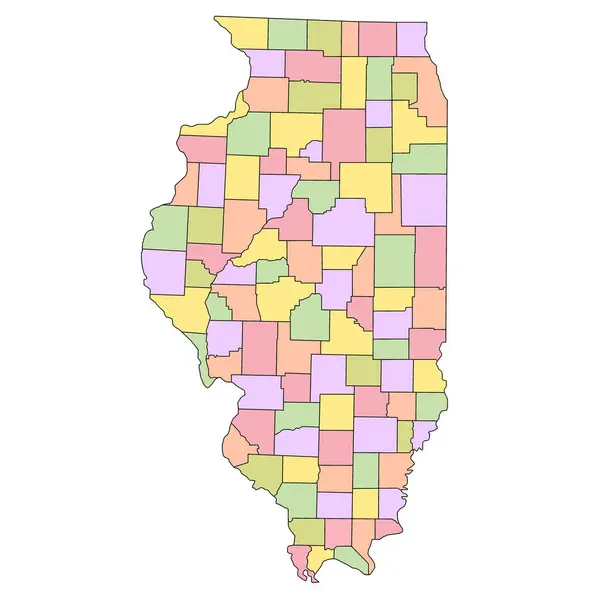 stock image Illinois administrative map. counties map of Illinois with different colours, blank Map, empty map of Illinois 