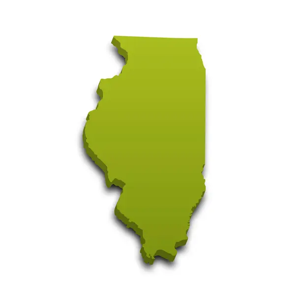 stock image 3d Map of Illinois state with color. United State of America, US, United State.