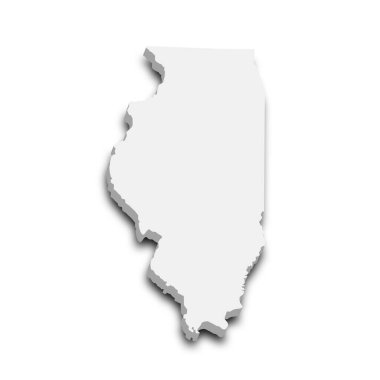 Illinois eyaletinin renkli 3d haritası. Amerika Birleşik Devletleri, ABD, Birleşik Devletler.