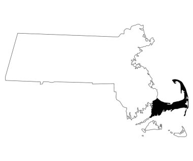 Map of Barnstable County in Massachusetts state on white background. single County map highlighted by black colour on Massachusetts map. UNITED STATES, US clipart