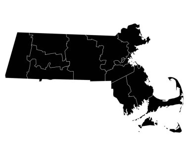 Massachusetts idari haritası. Massachusetts haritası, boş harita, boş Massachusetts haritası 