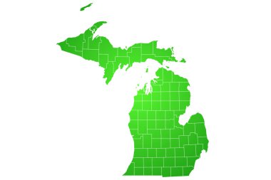 Michigan idari haritası. Michigan kontluğu haritası, boş harita, boş Michigan haritası 
