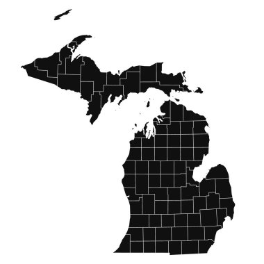 Yüksek detaylı illüstrasyon haritası - Michigan Eyalet Haritası ana hatları