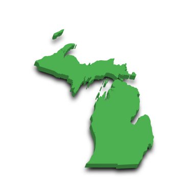 Michigan eyaletinin renkli 3d haritası. Amerika Birleşik Devletleri, ABD, Birleşik Devletler